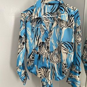 Zara zebra print long sleeve top